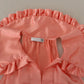 Pink Silk Stretch Sleeveless Collared Top Blouse
