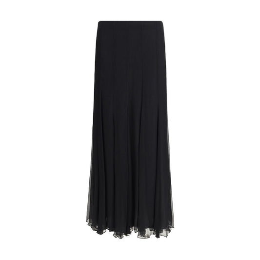 Black Silk Long Skirt