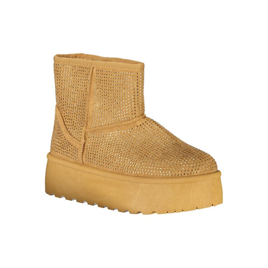 Marrone Polyester Women Boot