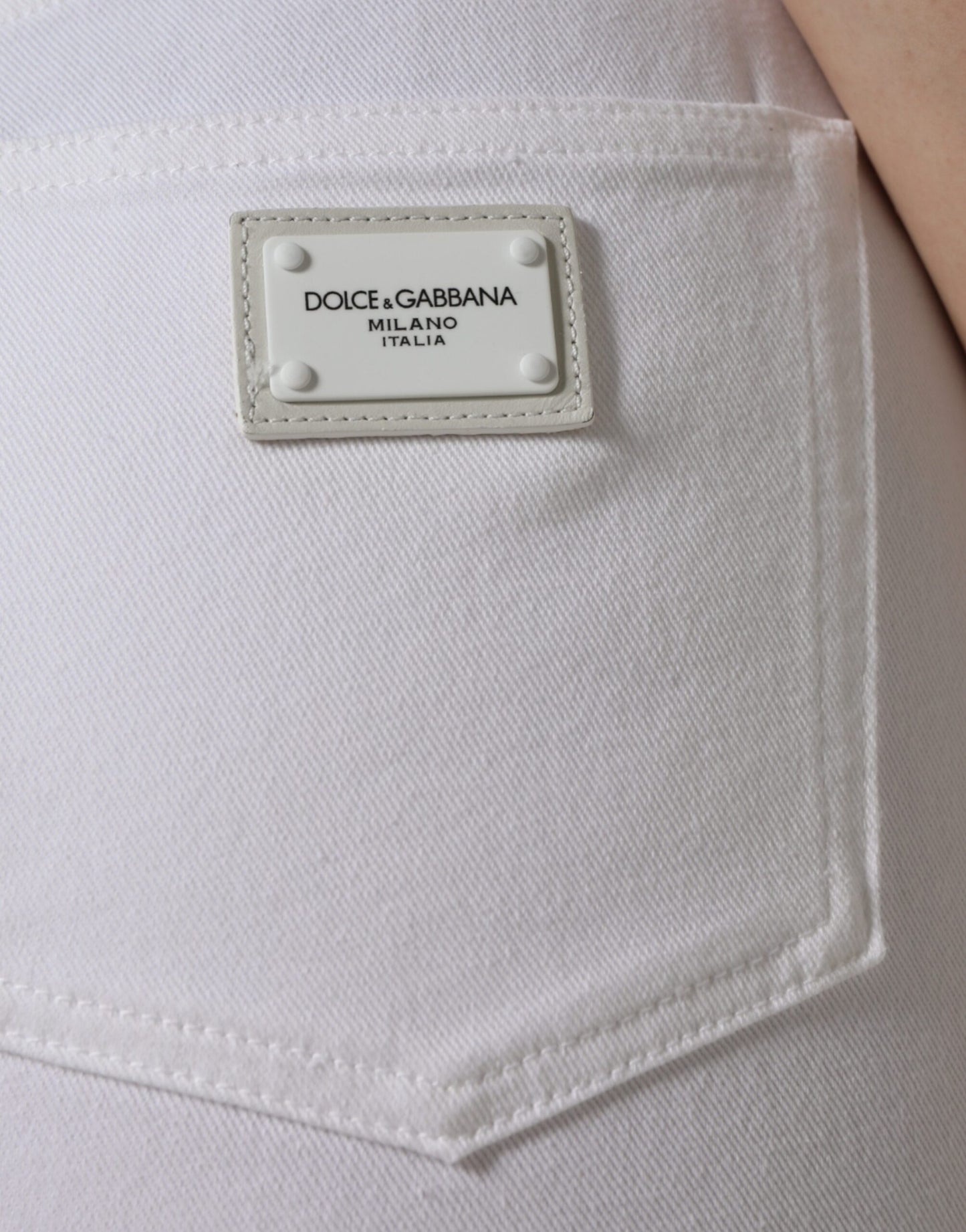 White AUDREY Cotton Logo Skinny Denim Jeans