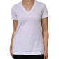 White Cotton Short Sleeve V-Neck Top T-shirt