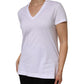 White Cotton Short Sleeve V-Neck Top T-shirt