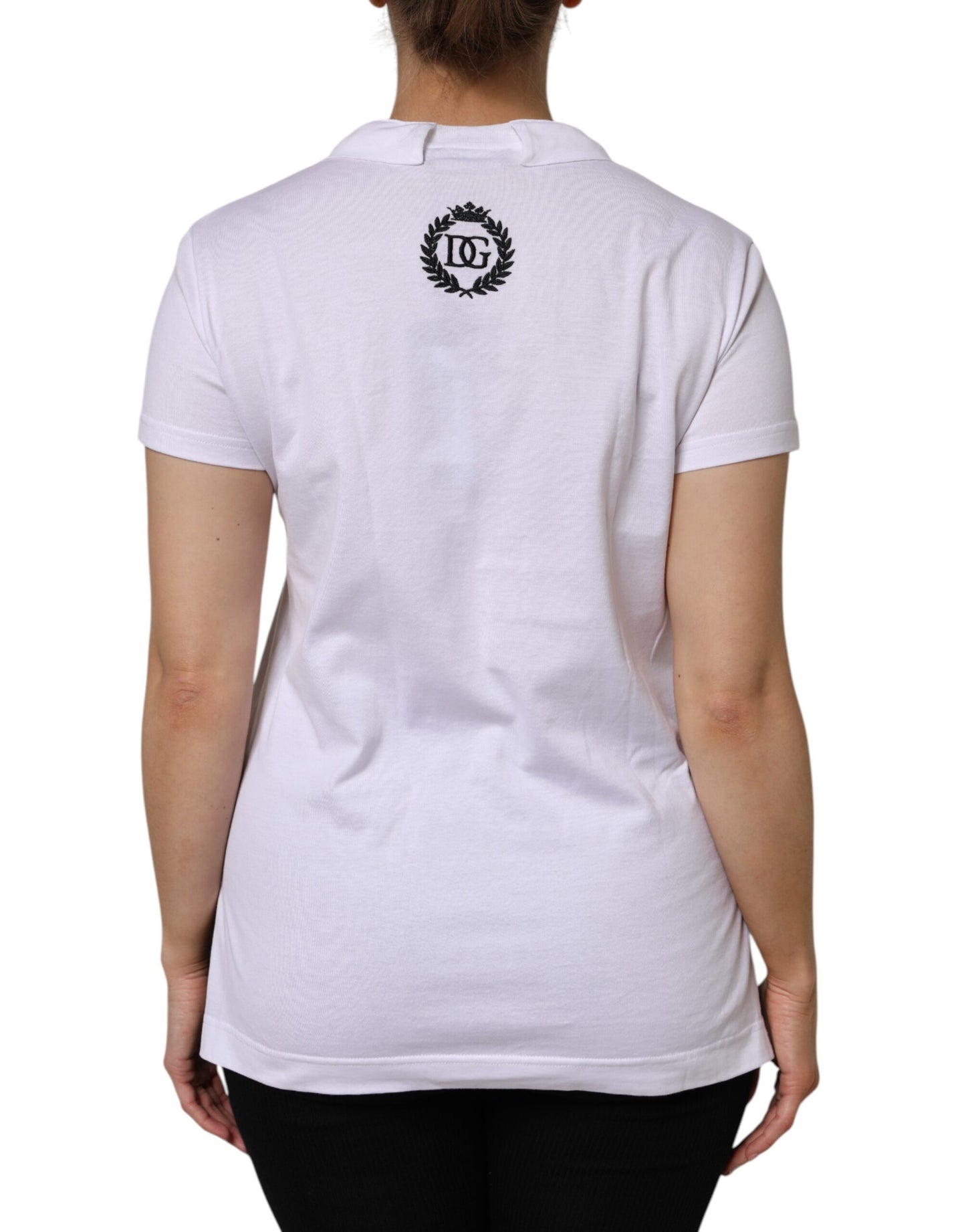 White Cotton Short Sleeve V-Neck Top T-shirt