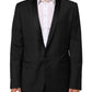 Black Wool GOLD 1 Button Suit Coat Blazer