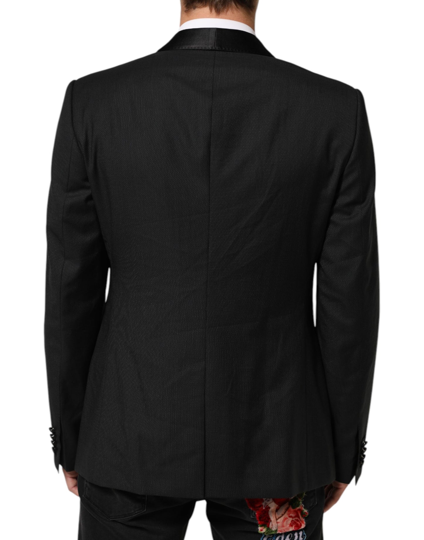Black Wool GOLD 1 Button Suit Coat Blazer