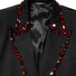 Black SICILIA Crystal Embellished Men Blazer