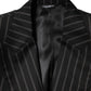 Black Stripes SICILIA 1 Button Suit Blazer