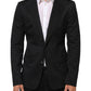 Black Cotton 2 Buttons Suit Jacket Blazer