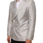 Beige MARTINI Double-Breasted Suit Blazer