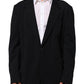 Black Viscose 2 Buttons Suit Jacket Blazer