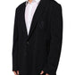Black Viscose 2 Buttons Suit Jacket Blazer