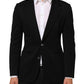 Black Viscose 2 Buttons Suit Jacket Blazer