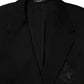 Black Viscose 2 Buttons Suit Jacket Blazer