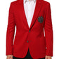 Red Cashmere 2 Buttons Suit Jacket Blazer