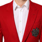 Red Cashmere 2 Buttons Suit Jacket Blazer