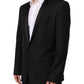 Black Wool GOLD 1 Button Men Suit Blazer