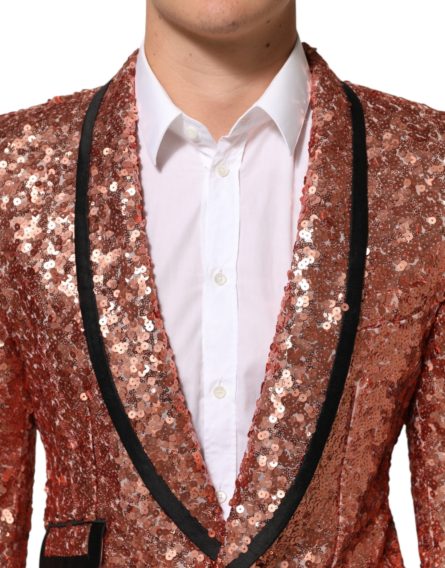 Pink Sequin SICILIA 1 Button Men Suit Blazer