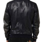 Blue Leather Full Zip Biker Blouson Jacket