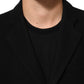 Black Wool Buttoned Men Trench Coat Jacket