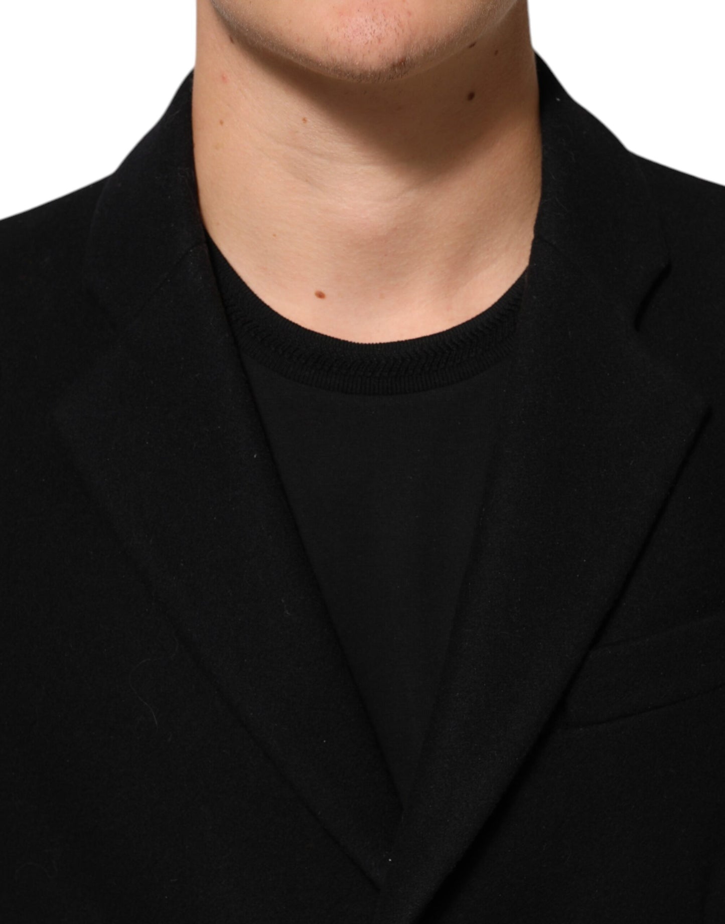Black Wool Buttoned Men Trench Coat Jacket