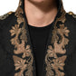 Black Brocade Embroidery Men Coat Jacket