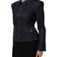 Dark Blue Cotton Collared Denim Coat Jacket