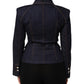 Dark Blue Cotton Collared Denim Coat Jacket