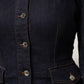 Dark Blue Cotton Collared Denim Coat Jacket