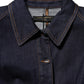 Dark Blue Cotton Collared Denim Coat Jacket