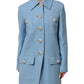 Blue Buttoned Down Trench Coat Jacket