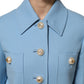 Blue Buttoned Down Trench Coat Jacket