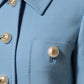 Blue Buttoned Down Trench Coat Jacket