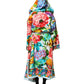 Multicolor Floral Print Belted Bathrobe Coat Jacket