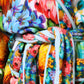 Multicolor Floral Print Belted Bathrobe Coat Jacket