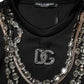 Black Necklace Crystal DG Logo Sweatshirt Sweater