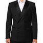 Black MARTINI Double-Breasted Suit Blazer