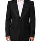 Black Wool 1 Button Suit Jacket Men Blazer