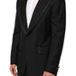 Black Wool 1 Button Suit Jacket Men Blazer