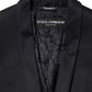 Black Cotton 1 Button Suit Jacket Blazer
