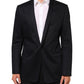 Black Cotton 1 Button Suit Jacket Blazer