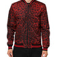 Red Leopard Print Full Zip Bomber Jacket