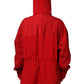 Red Nylon Hooded Men Full Zip Parka Jacket
