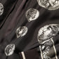 Black "Monete" Coin Print Silk Bomber Jacket