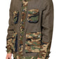 Brown Camouflage Linen Button Down Jacket