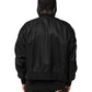 Black Nylon Hooded Full Zip Bomber Men Jacket
