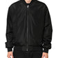 Black Acetate Full Zip Bomber Men Jacket