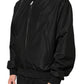 Black Acetate Full Zip Bomber Men Jacket