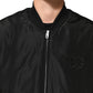 Black Acetate Full Zip Bomber Men Jacket