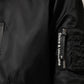 Black Cotton Hooded Full Zip Bomber Jacket