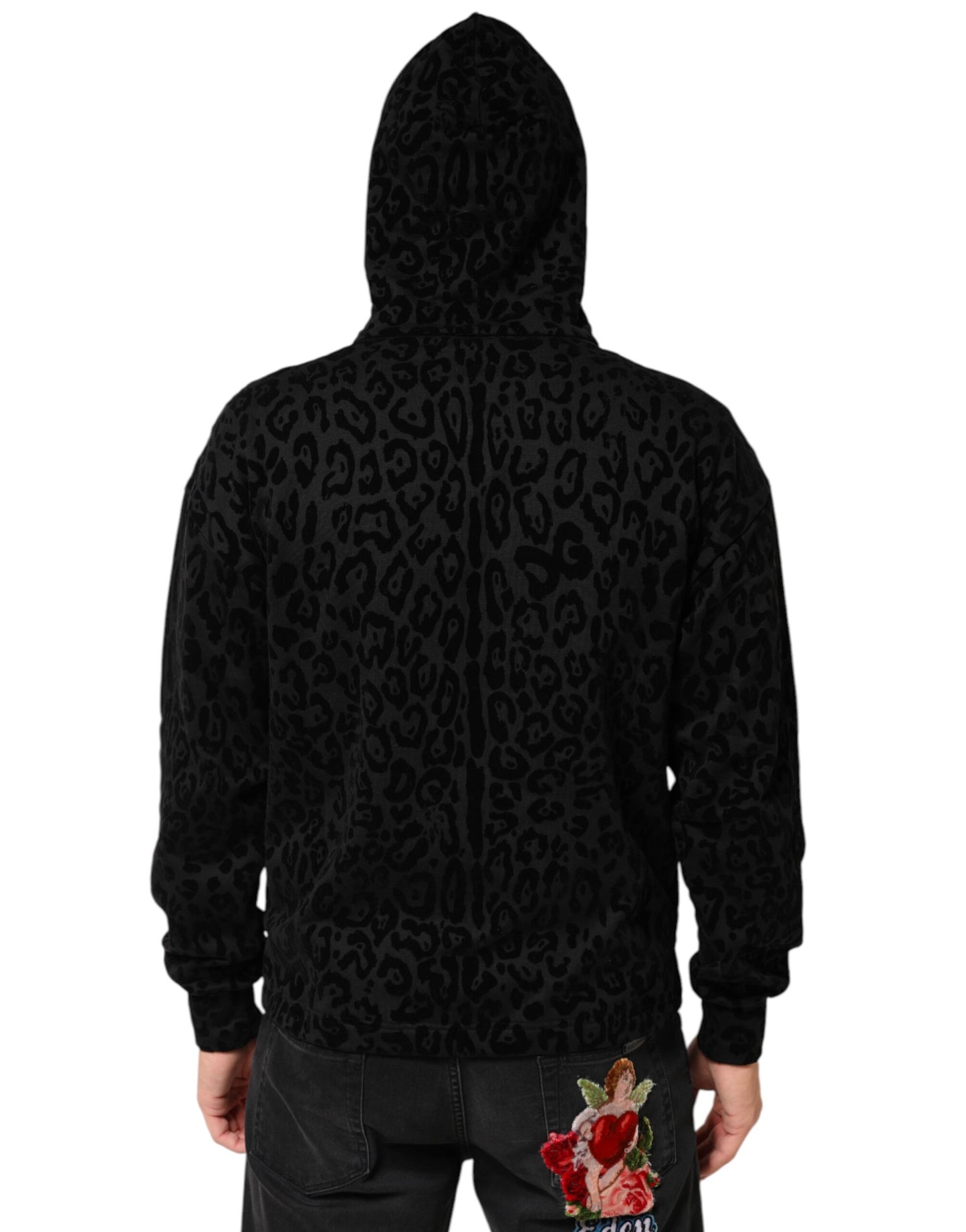 Black Cotton Hooded Full Zip Bomber Jacket
